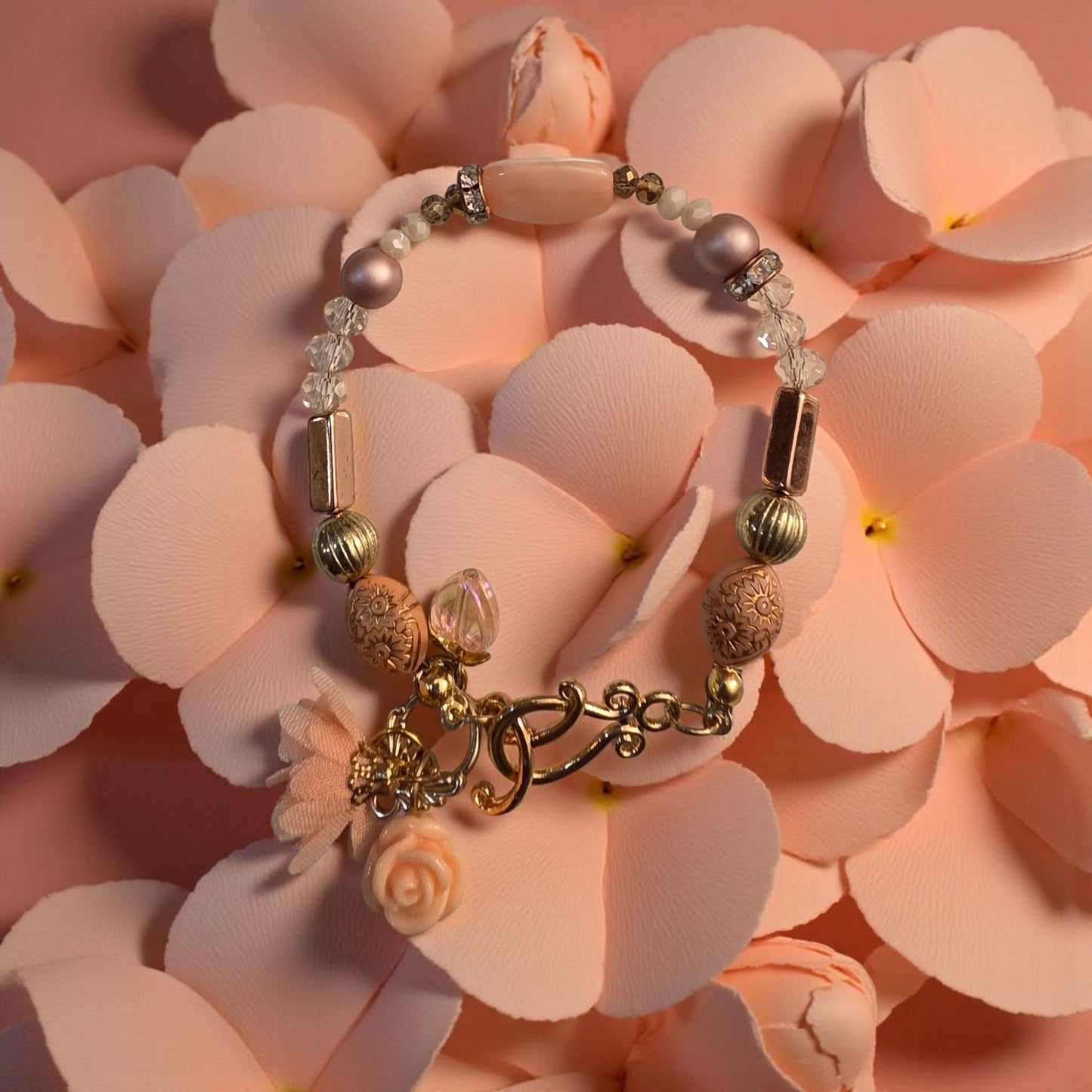 Peach floral bracelet