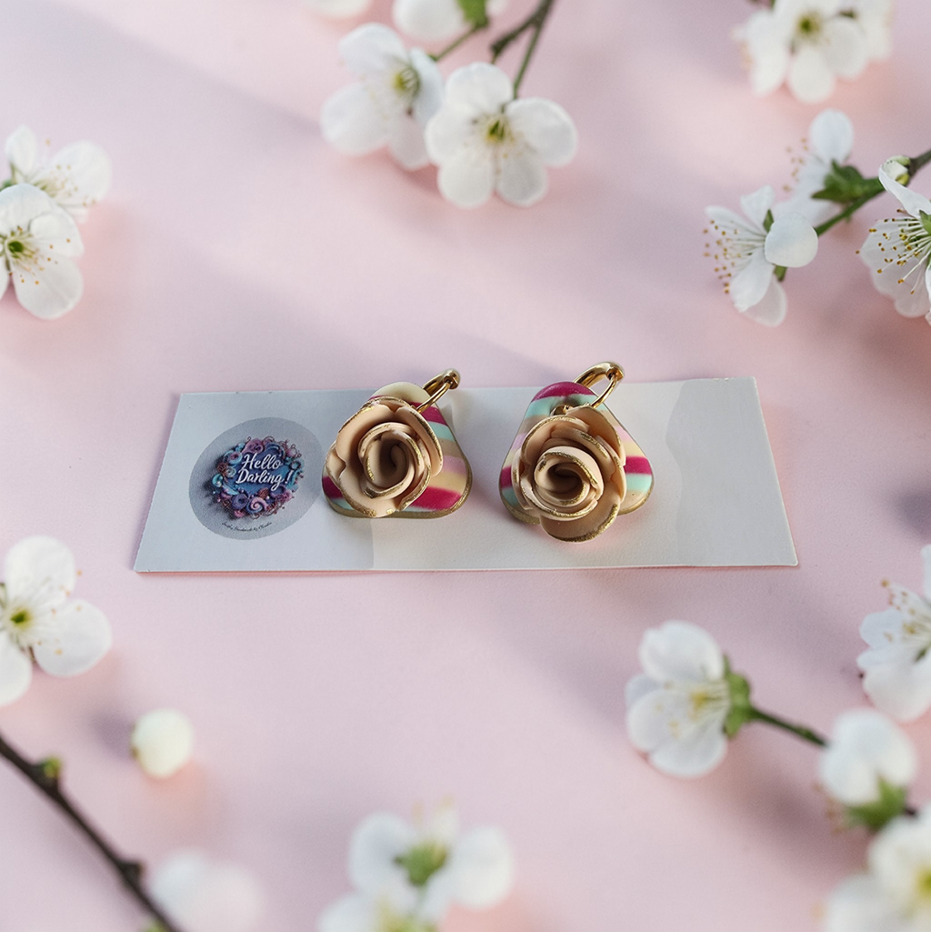 Rose striped earrings