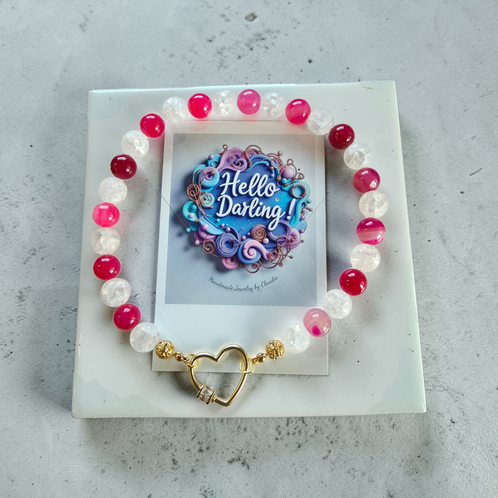 Beaded Pink and White necklace