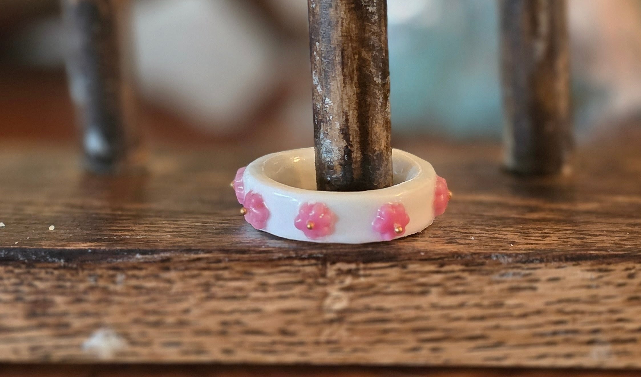 Chunky ring Pink flowers