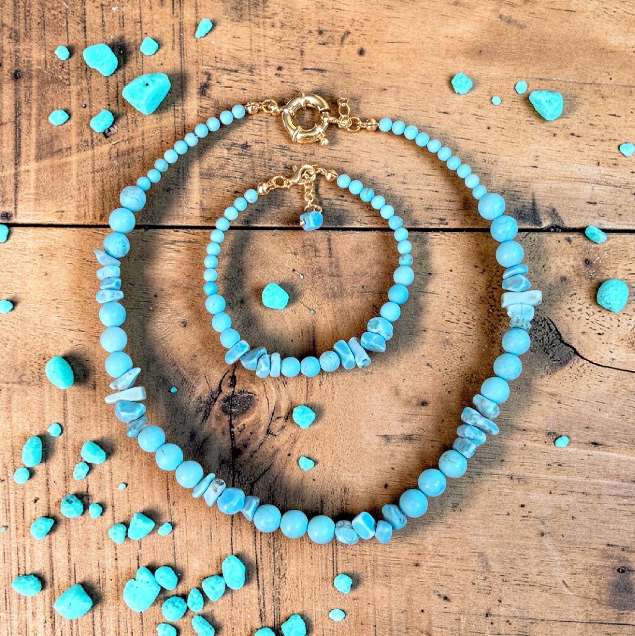 Turquoise Dyed Howlite beads set