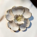 White & Gold Camellia Brooch