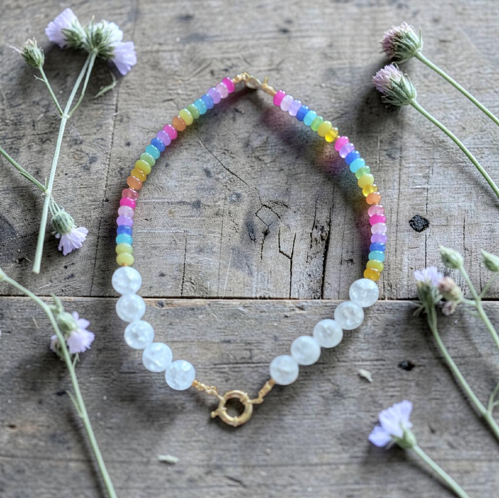 Rainbow & White Crystal Necklace