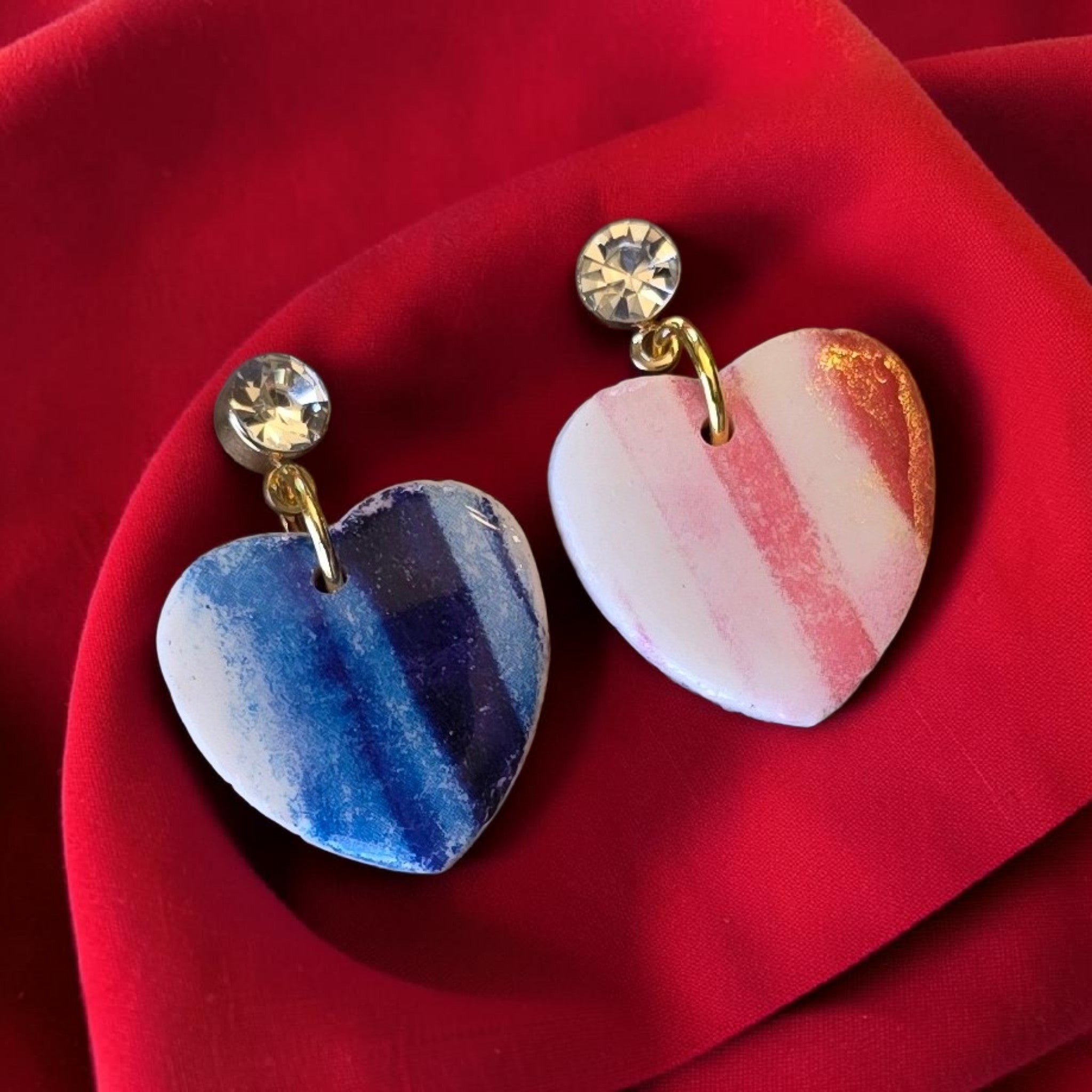 Striped Heart Drop Earrings