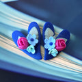Blue High Heel Flower Stud Earrings