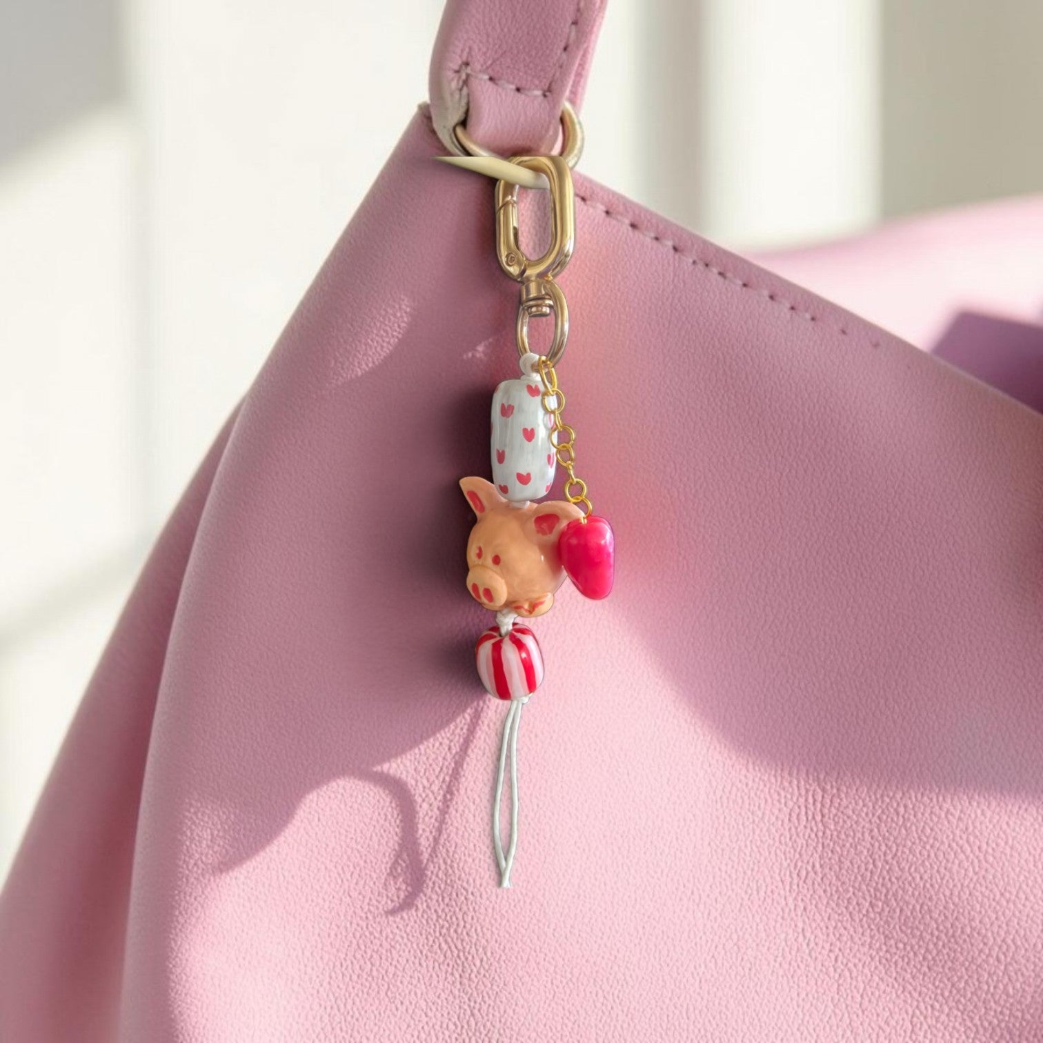 Purse / Keys accessory with a little pig