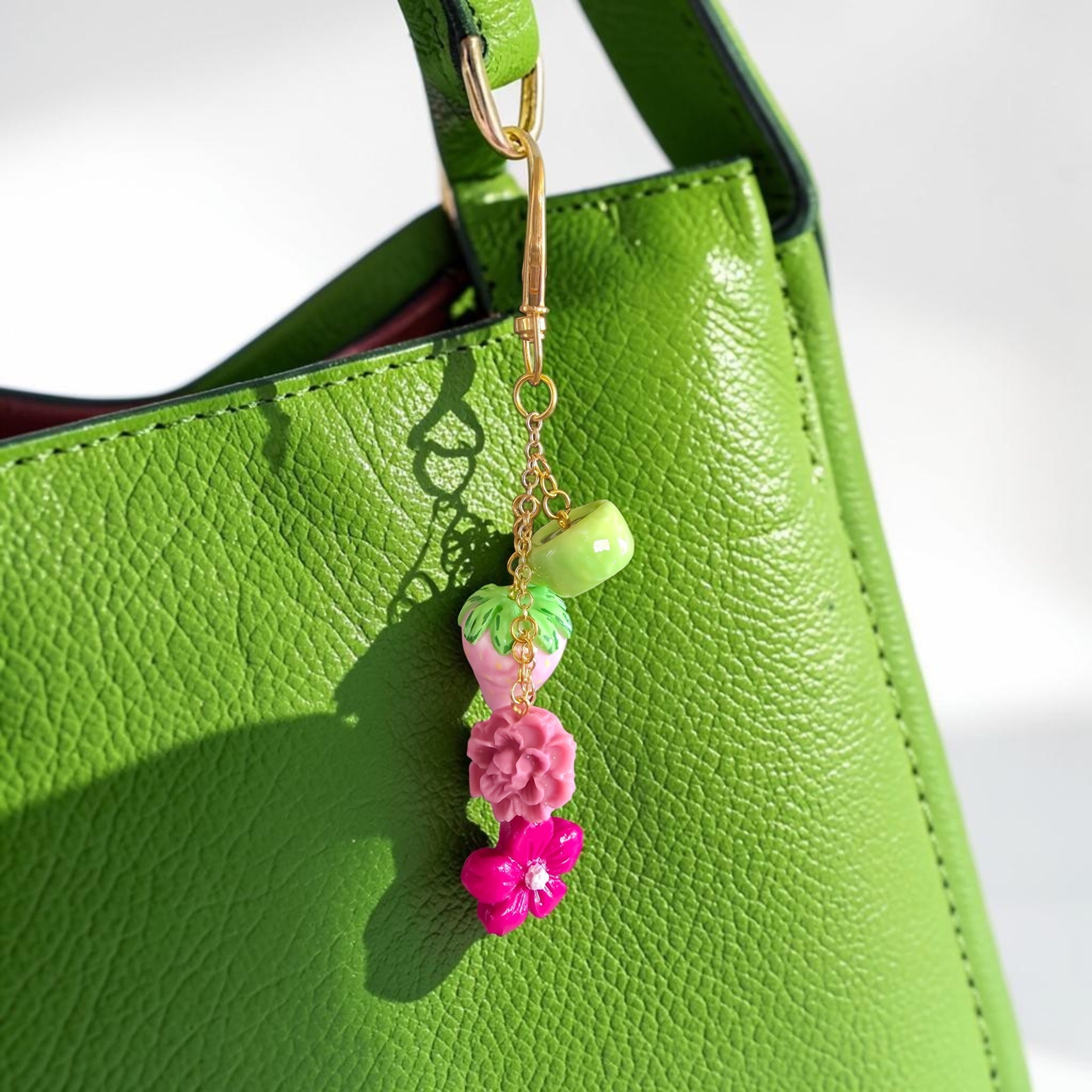 Purse / Keys accessory in pinks and light greens