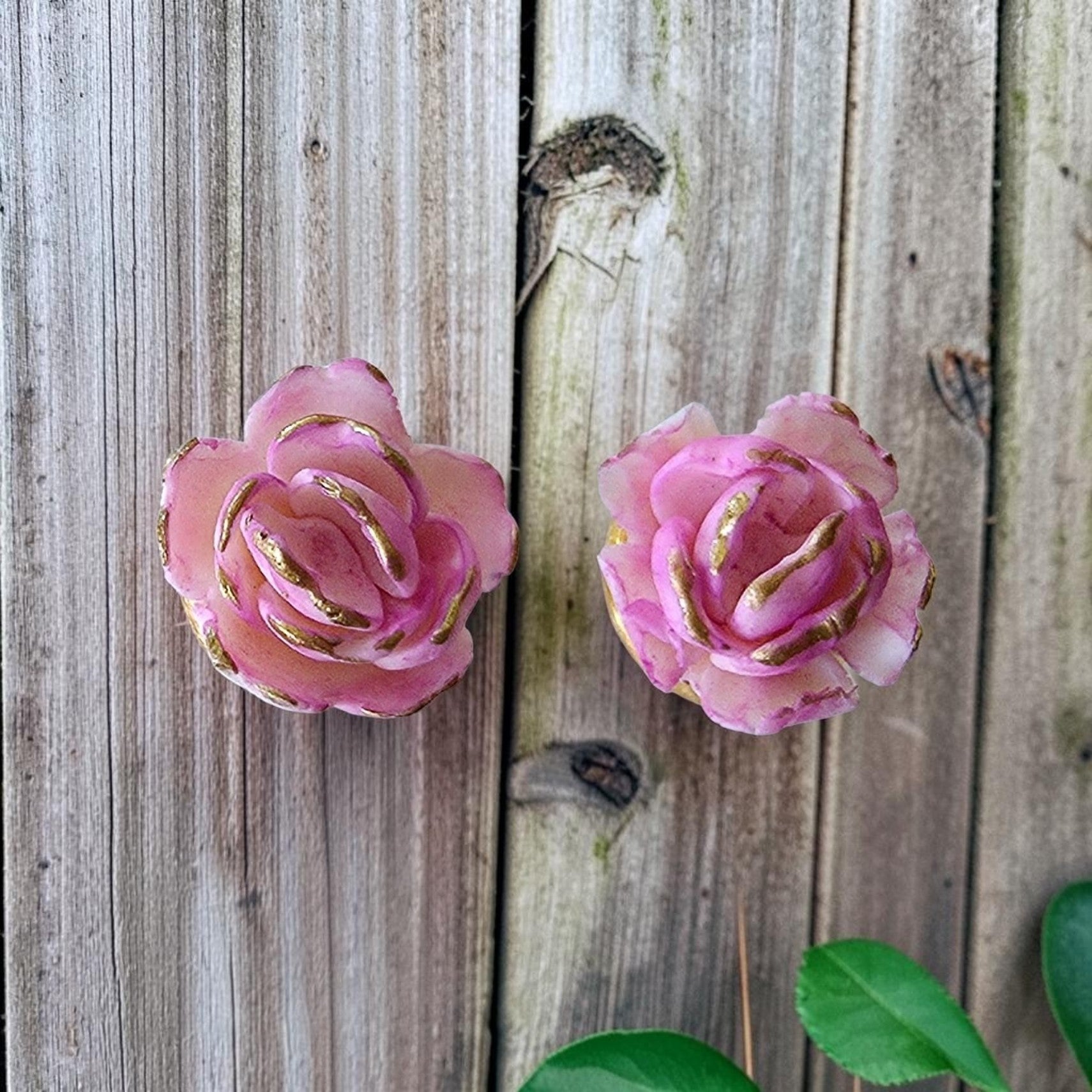 Pink Rose studs