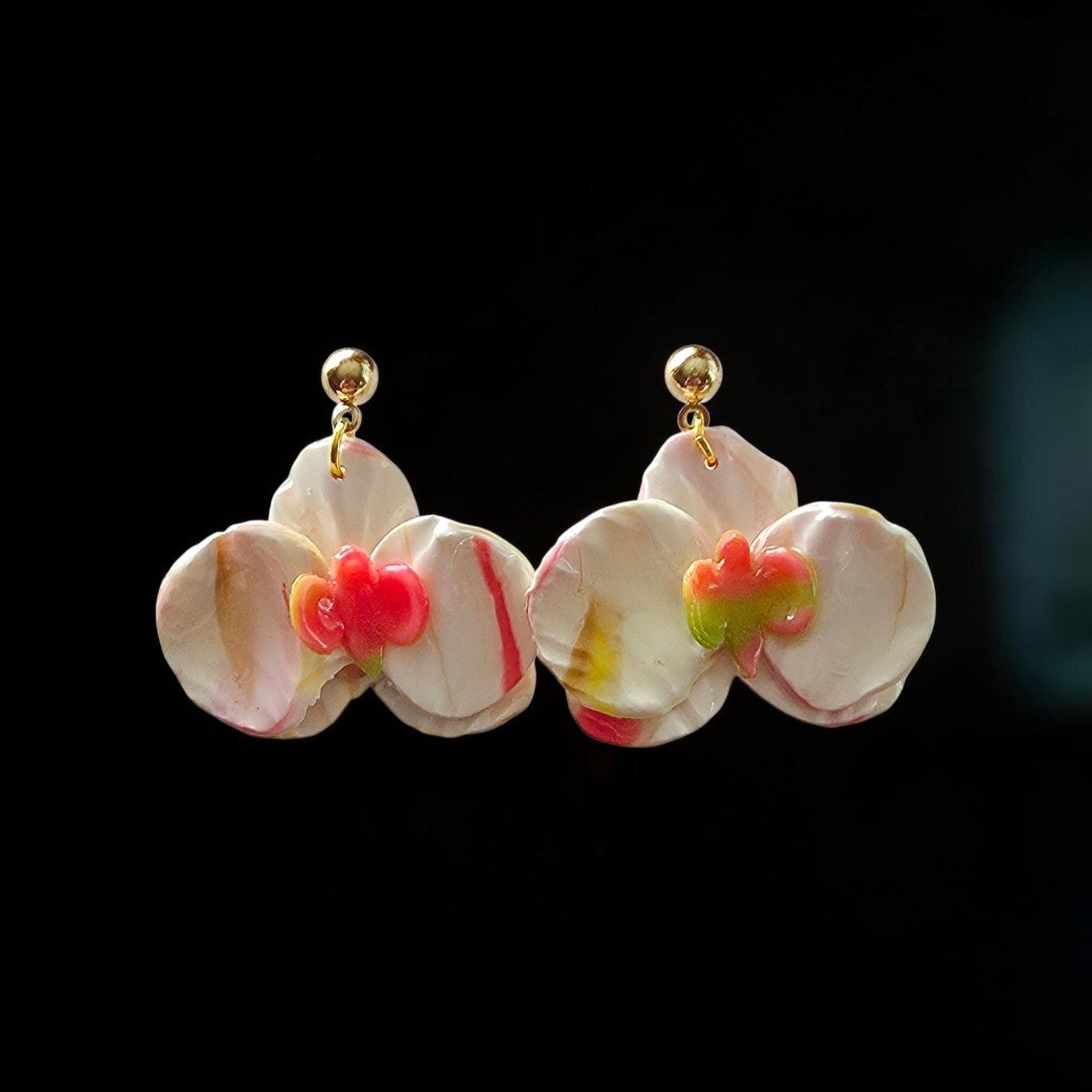 White Orchid Drop Earrings