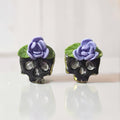 Violet Rose Sugar Skull Studs