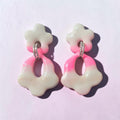 Pink glow flower earrings