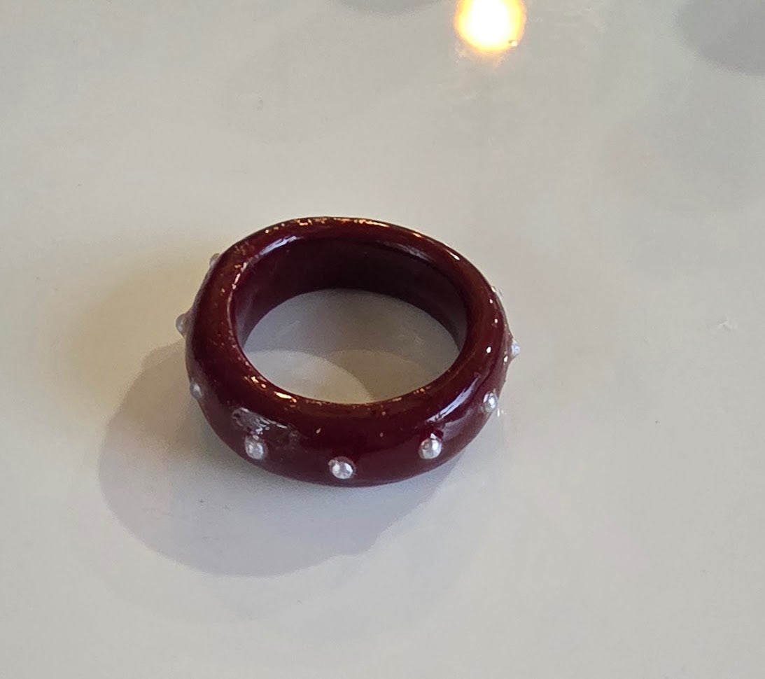 Burgundy Pearl Ring Size 8