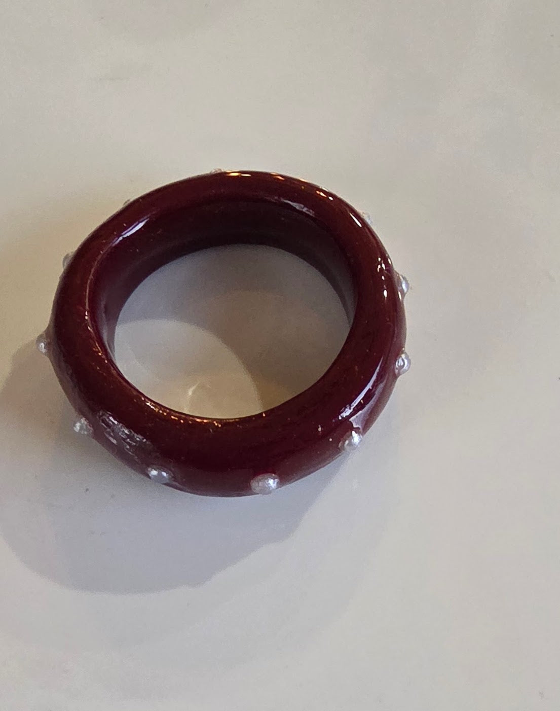 Burgundy Pearl Ring Size 8