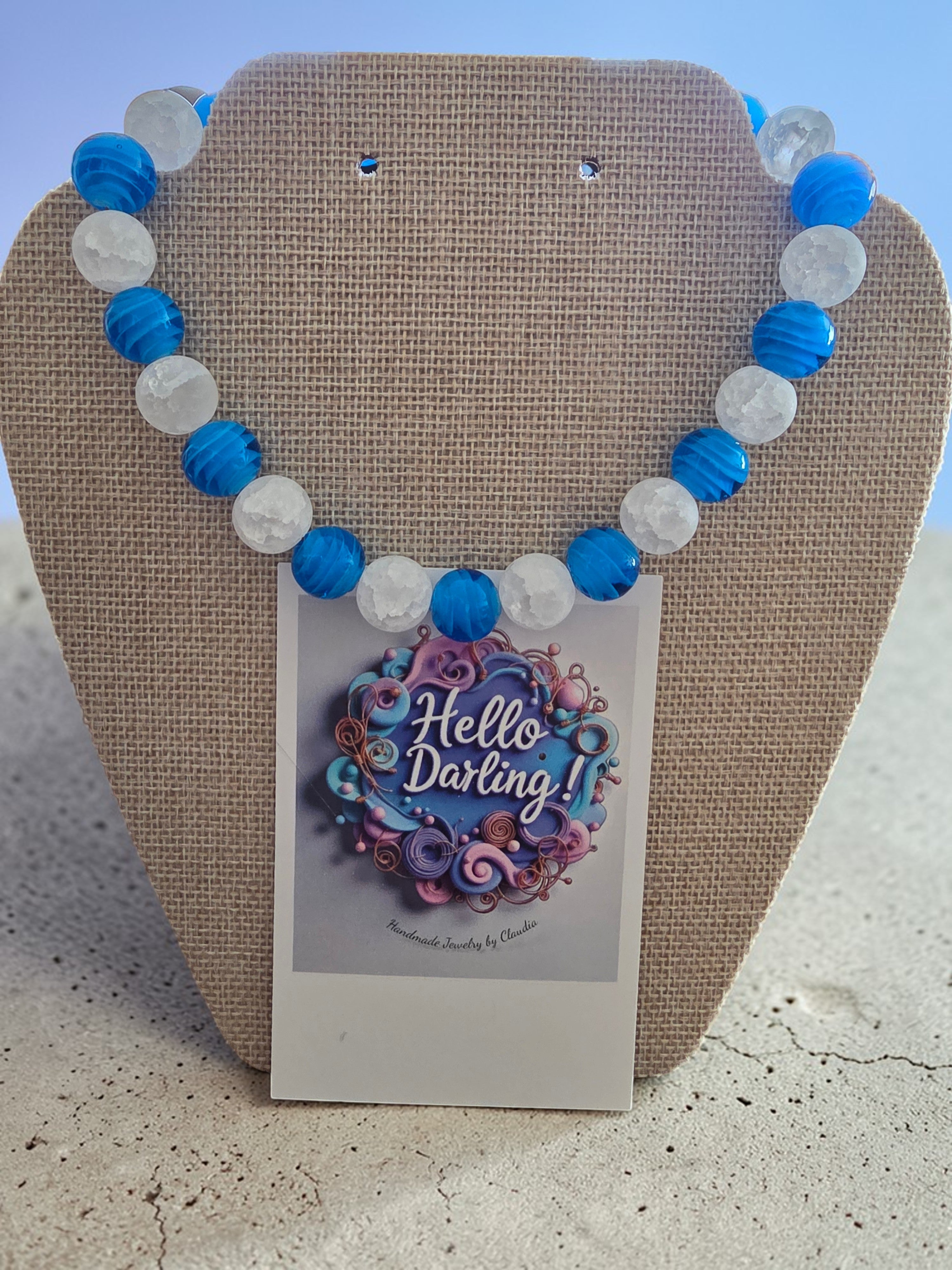 White and blue necklace