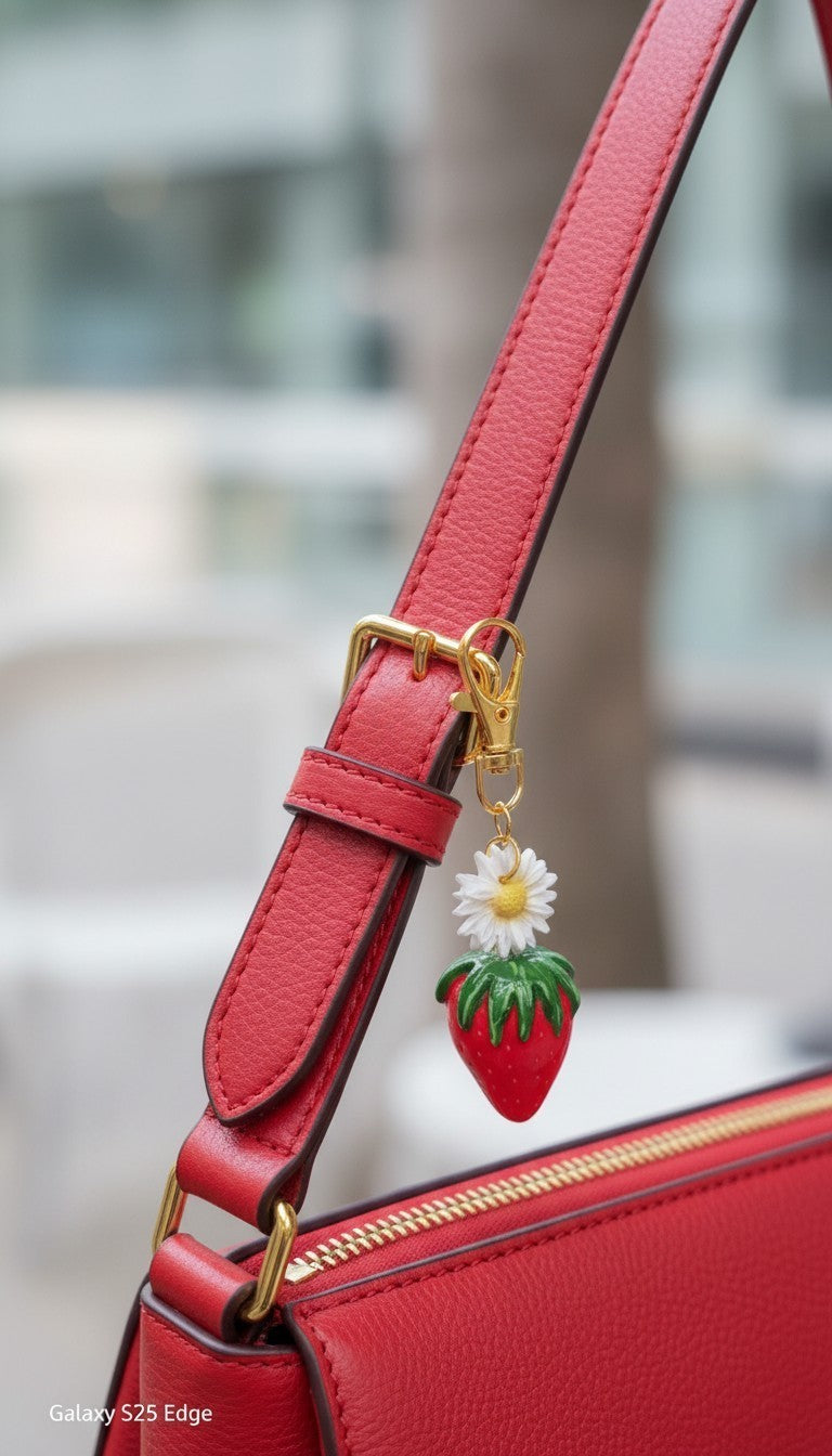 Strawberry-daisy purse / keys accessory