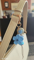 Purse / key accessory in blues and white