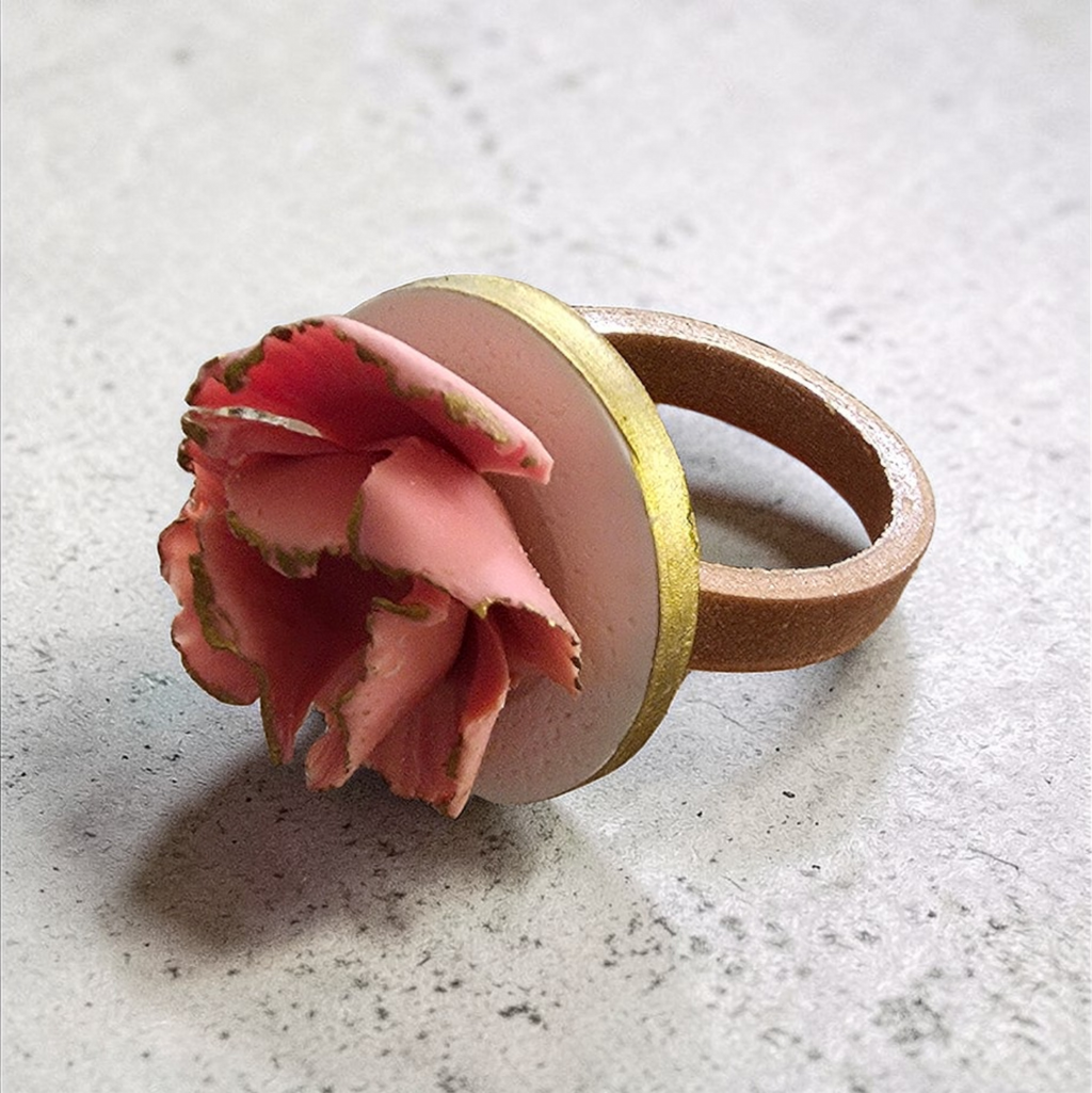 Peach flower ring