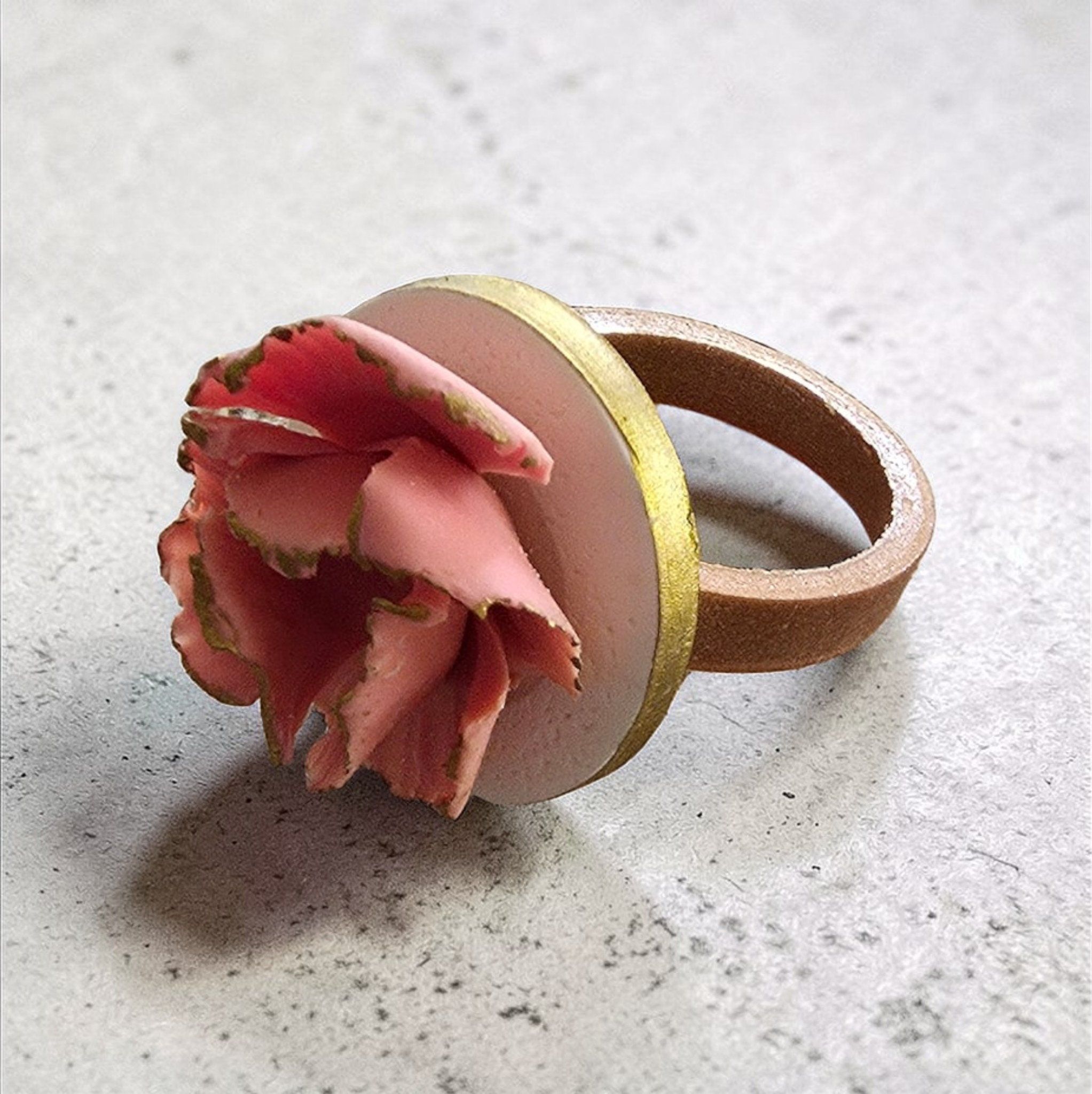 Peach flower ring